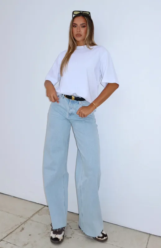 Call You Mine Mid Rise Wide Leg Jeans Light Blue sold by White Fox Boutique