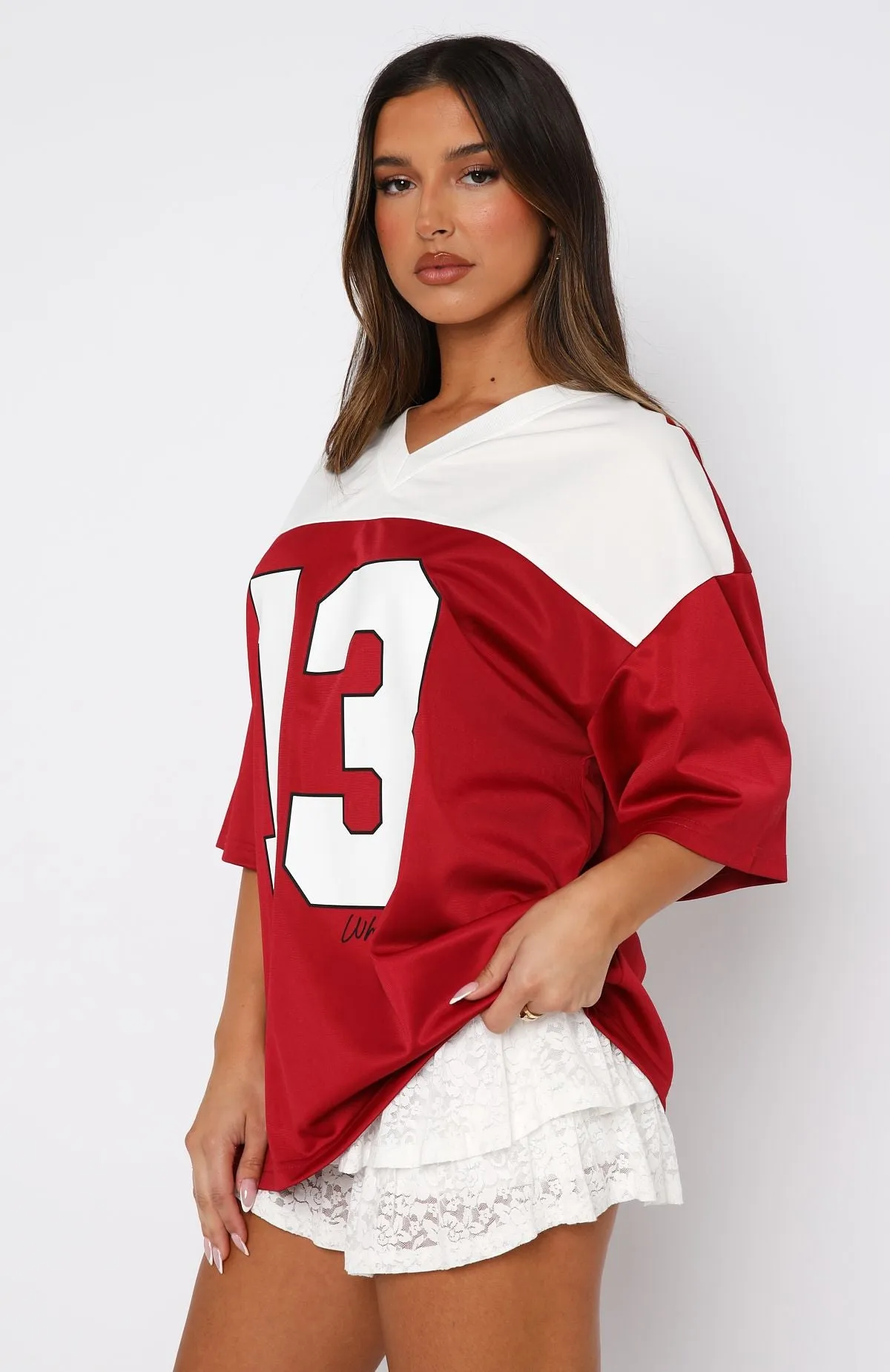 Don't Like To Lose Oversized Jersey Maroon sold by White Fox Boutique product image thumbnail 3