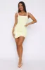 In This Moment Ribbed Mini Dress Lemon/White sold by White Fox Boutique