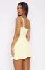 In This Moment Ribbed Mini Dress Lemon/White sold by White Fox Boutique