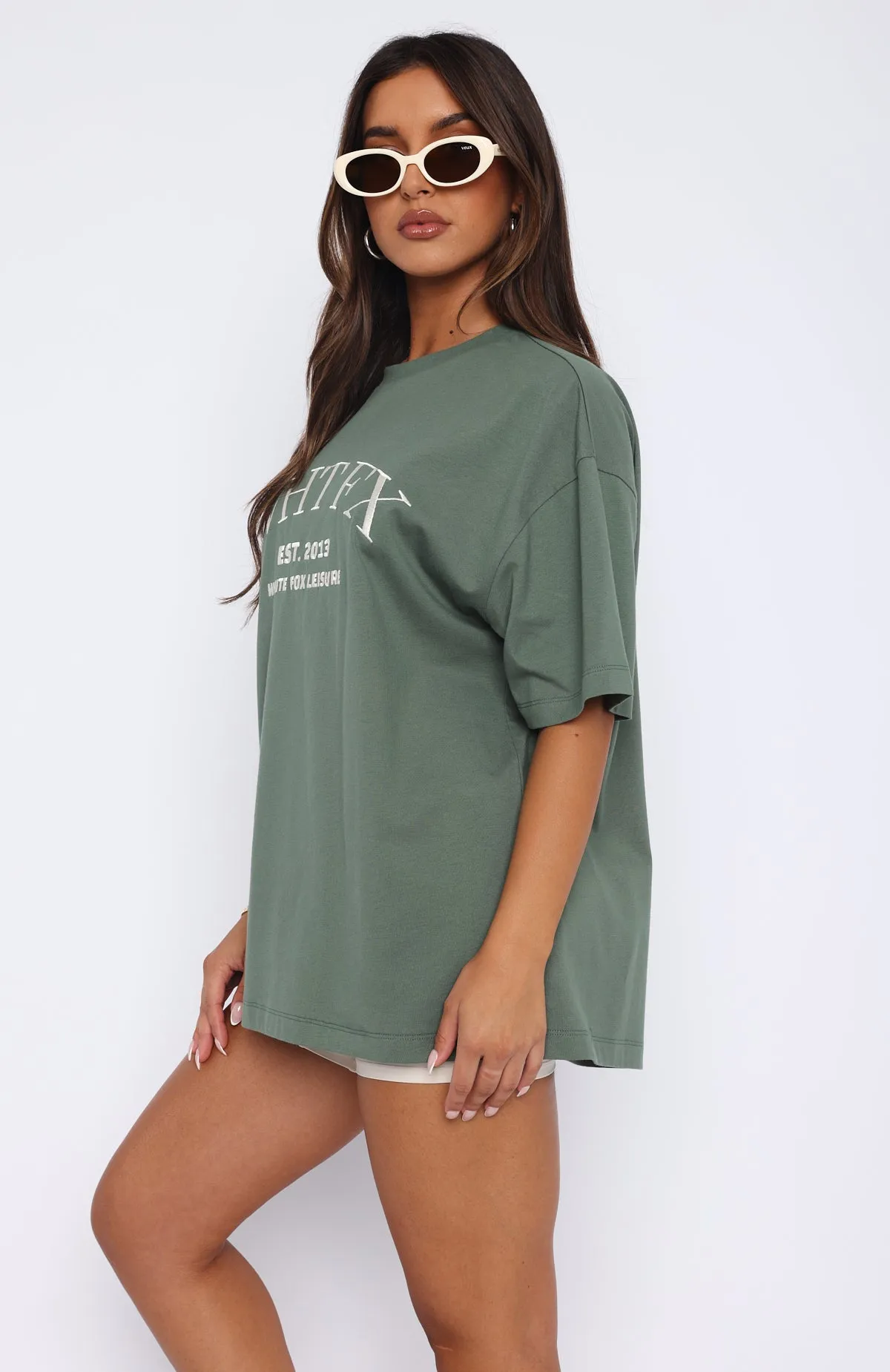 Caught Up On It Oversized Tee Dusty Olive sold by White Fox Boutique product image thumbnail 4