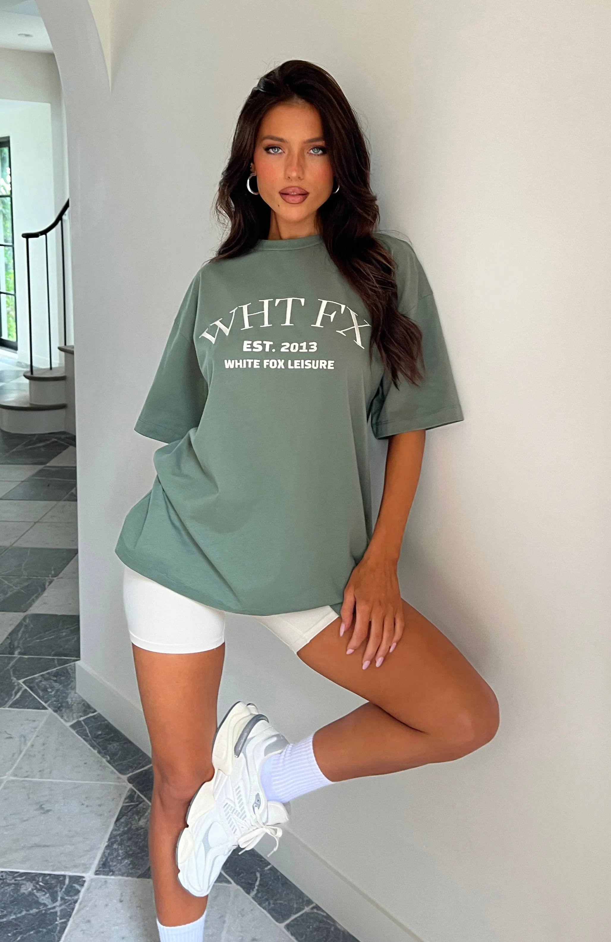 Caught Up On It Oversized Tee Dusty Olive sold by White Fox Boutique