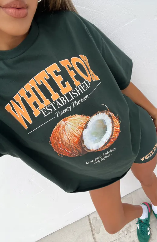 That Island Time Oversized Tee Dark Green sold by White Fox Boutique