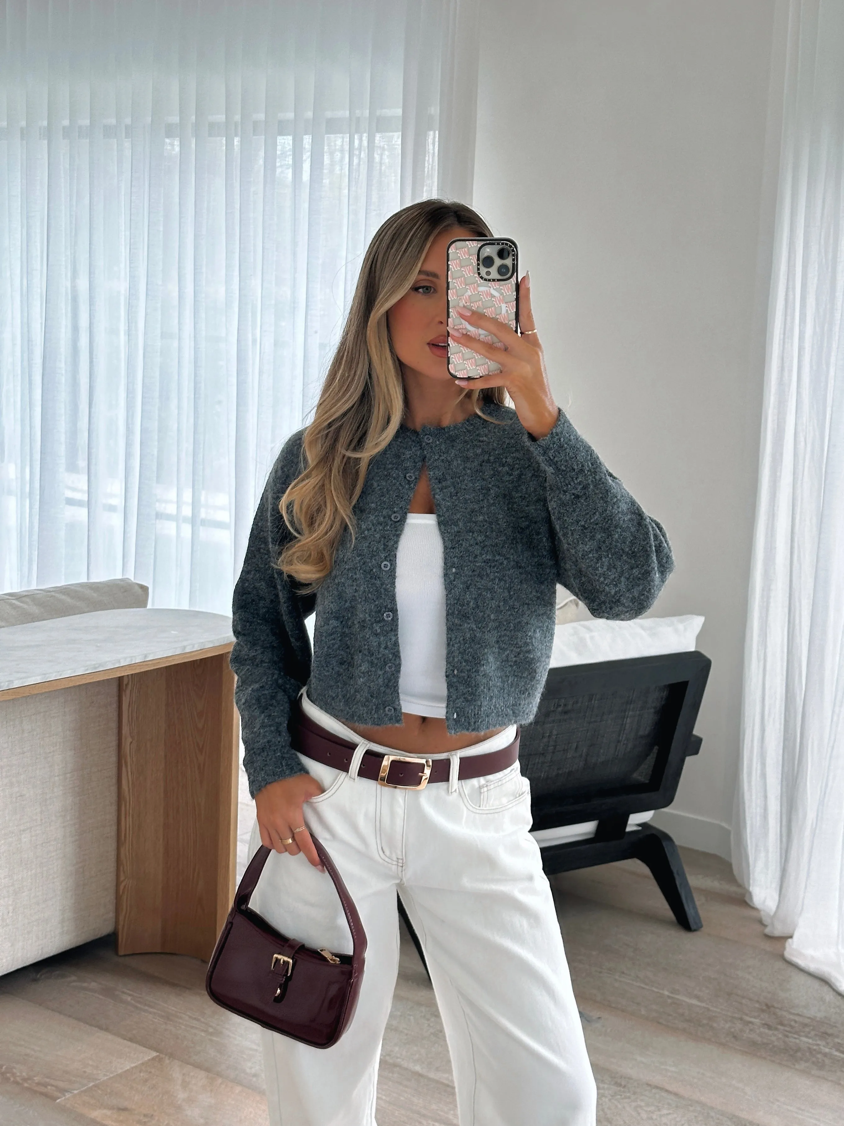 Warm Whispers Knit Cardigan Charcoal sold by White Fox Boutique product image thumbnail 5