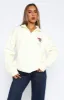 Balanced Zip Front Sweater Off White sold by White Fox Boutique
