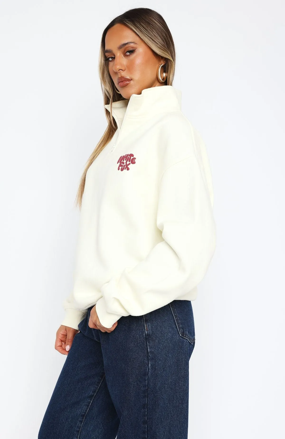 Balanced Zip Front Sweater Off White sold by White Fox Boutique product image thumbnail 4
