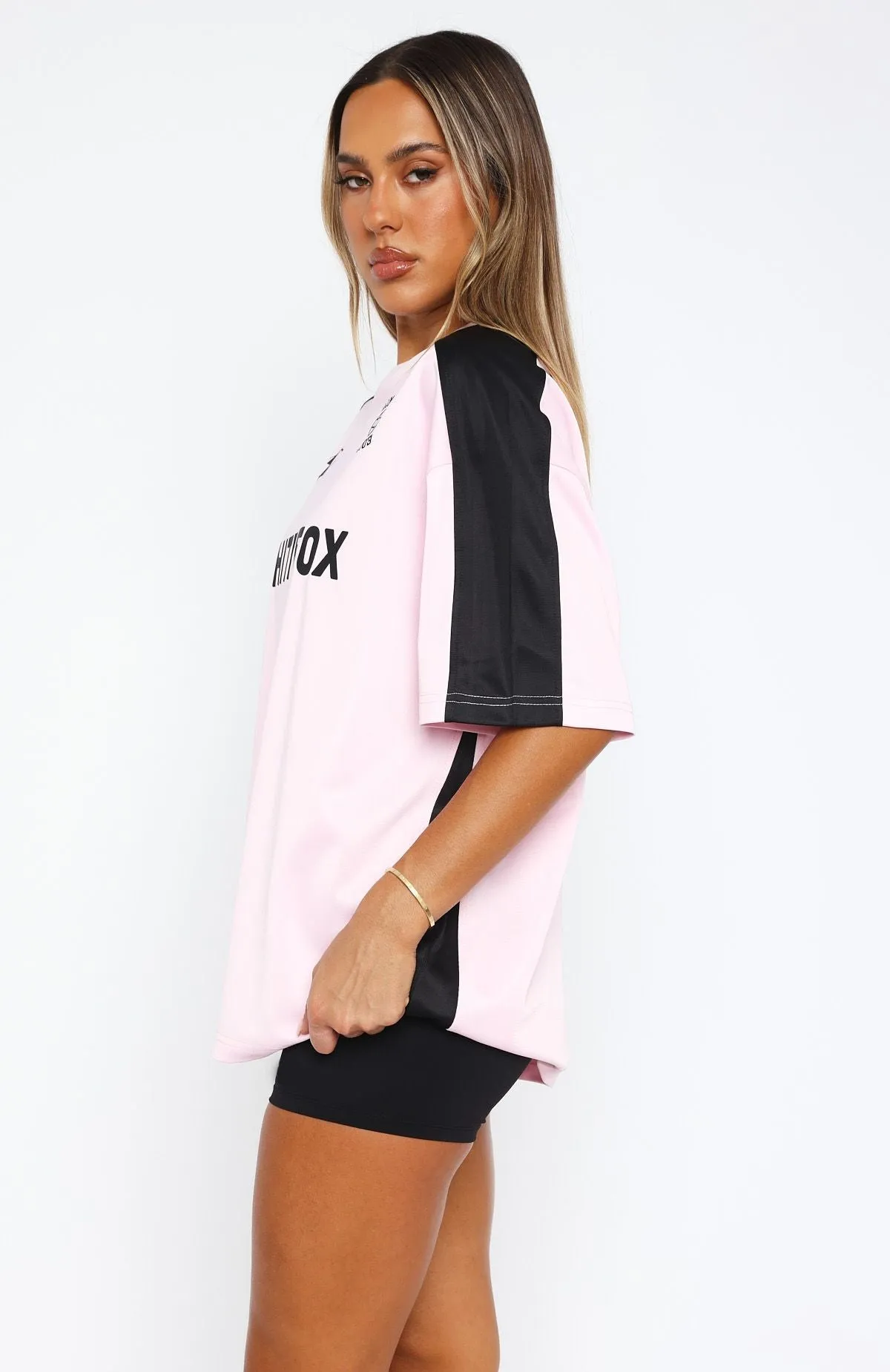 Checking Up On You Oversized Jersey Light Pink sold by White Fox Boutique product image thumbnail 3