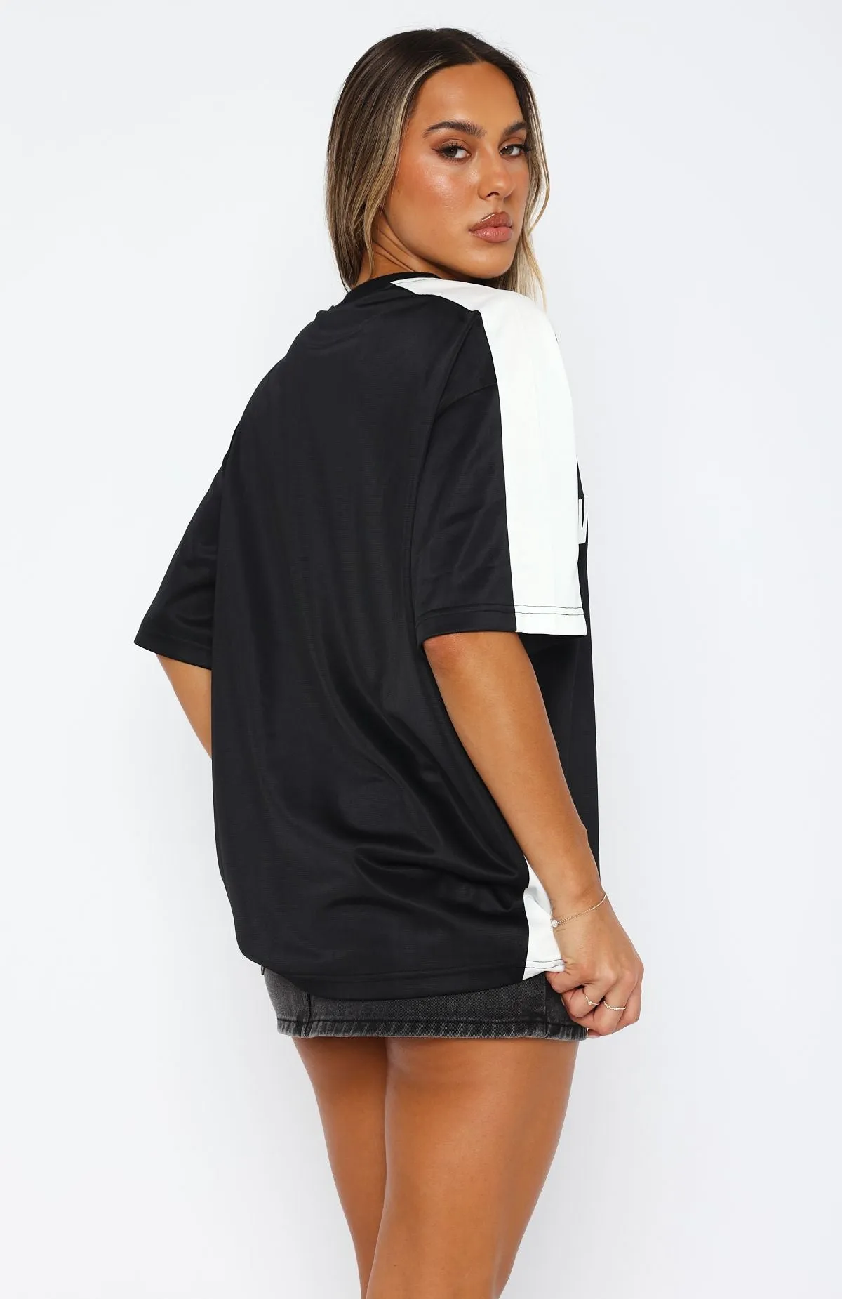 Checking Up On You Oversized Jersey Black sold by White Fox Boutique product image thumbnail 4