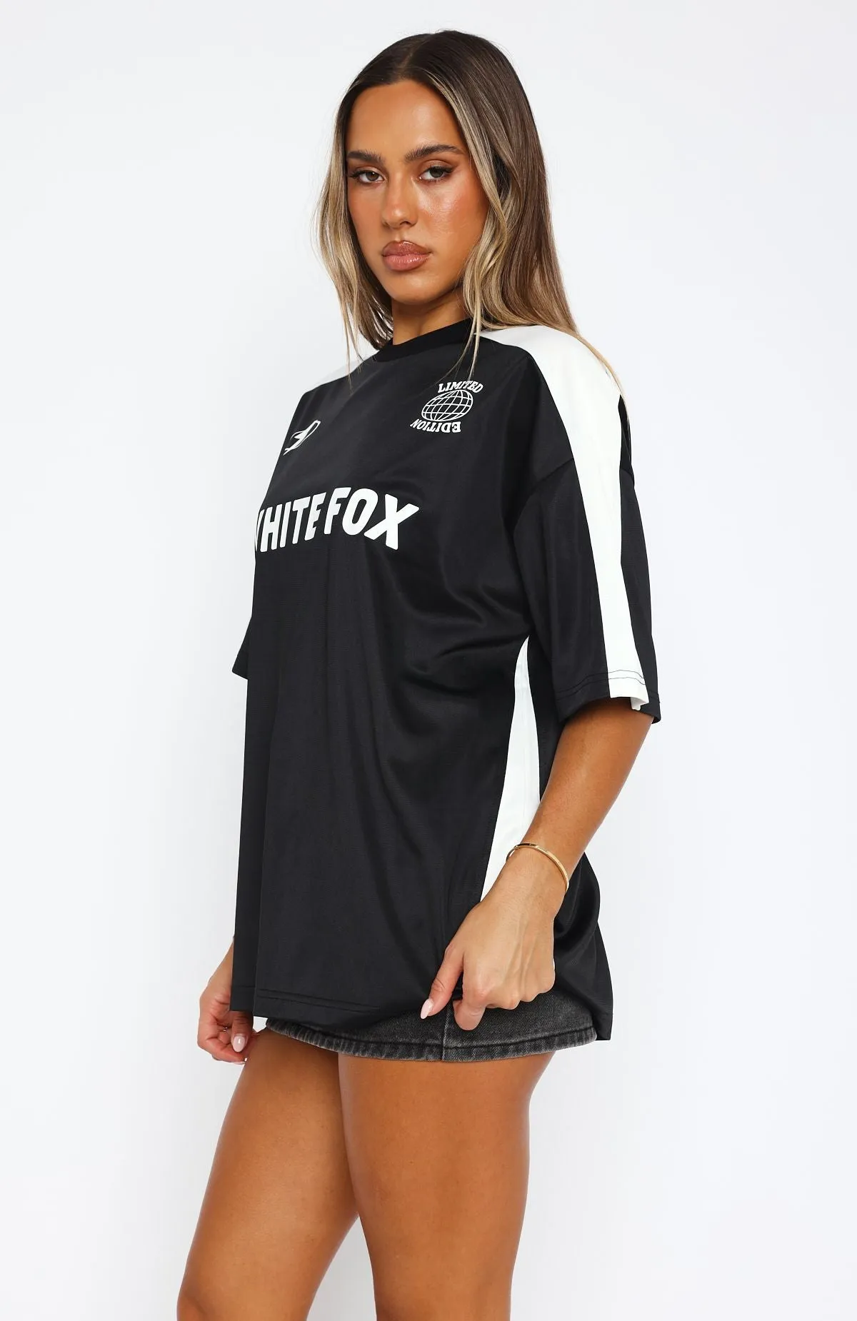Checking Up On You Oversized Jersey Black sold by White Fox Boutique product image thumbnail 3