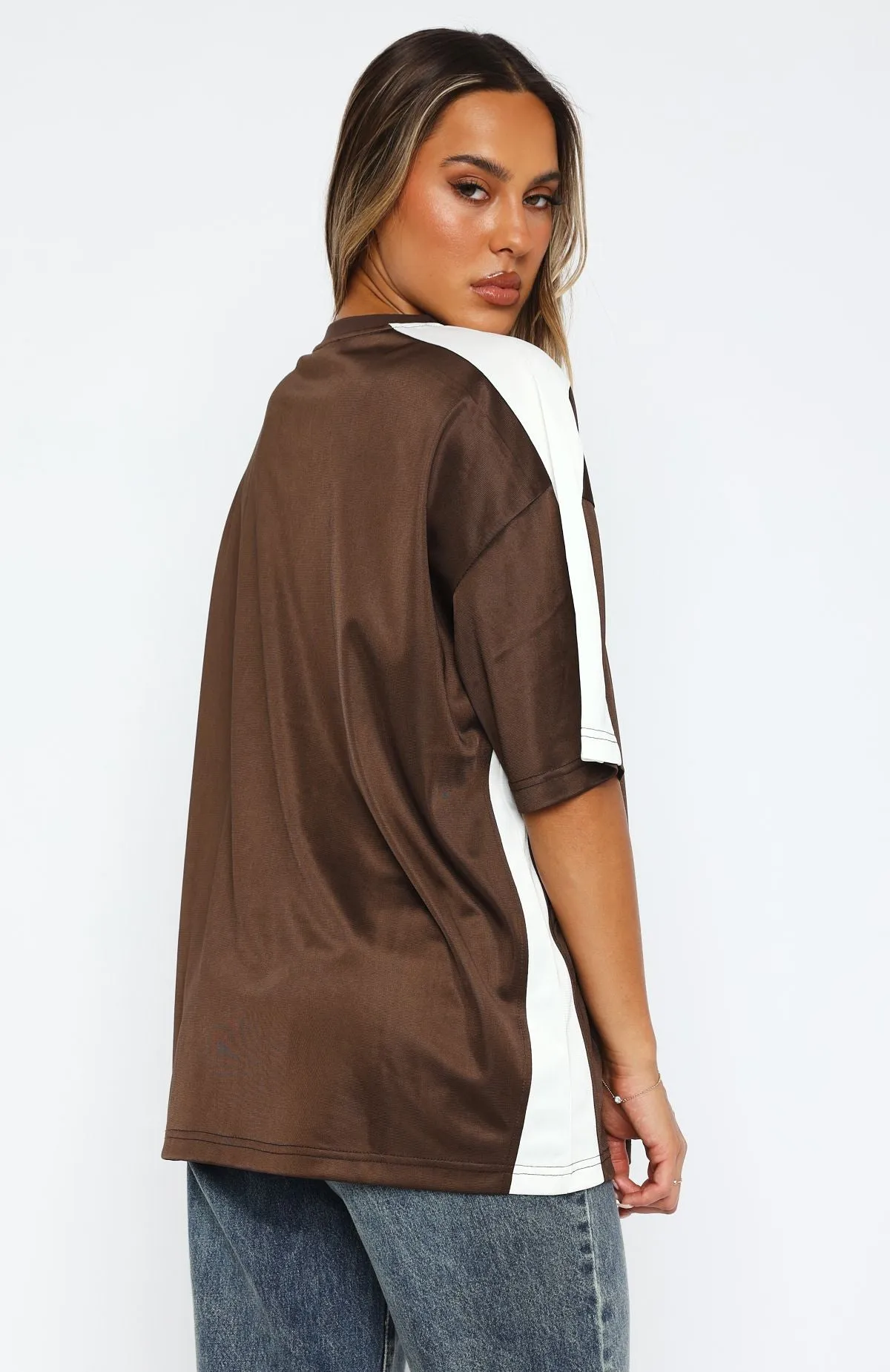 Checking Up On You Oversized Jersey Chocolate sold by White Fox Boutique product image thumbnail 4