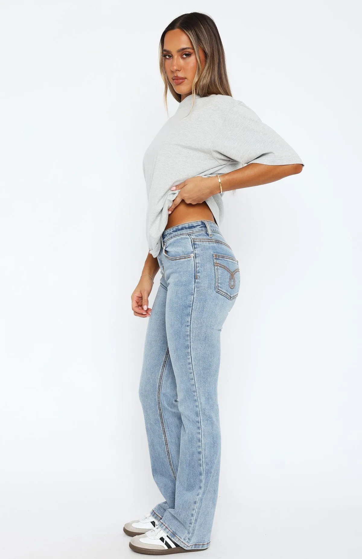 Wait For No One Low Rise Bootleg Jeans Vintage Light Blue sold by White Fox Boutique product image thumbnail 3