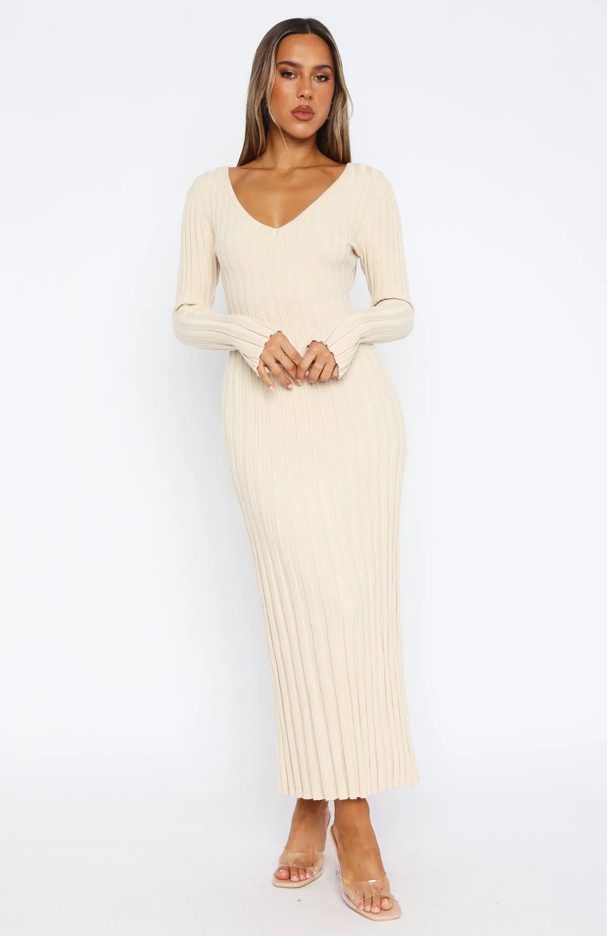 A New Direction Long Sleeve Maxi Dress Oat sold by White Fox Boutique product image thumbnail 2