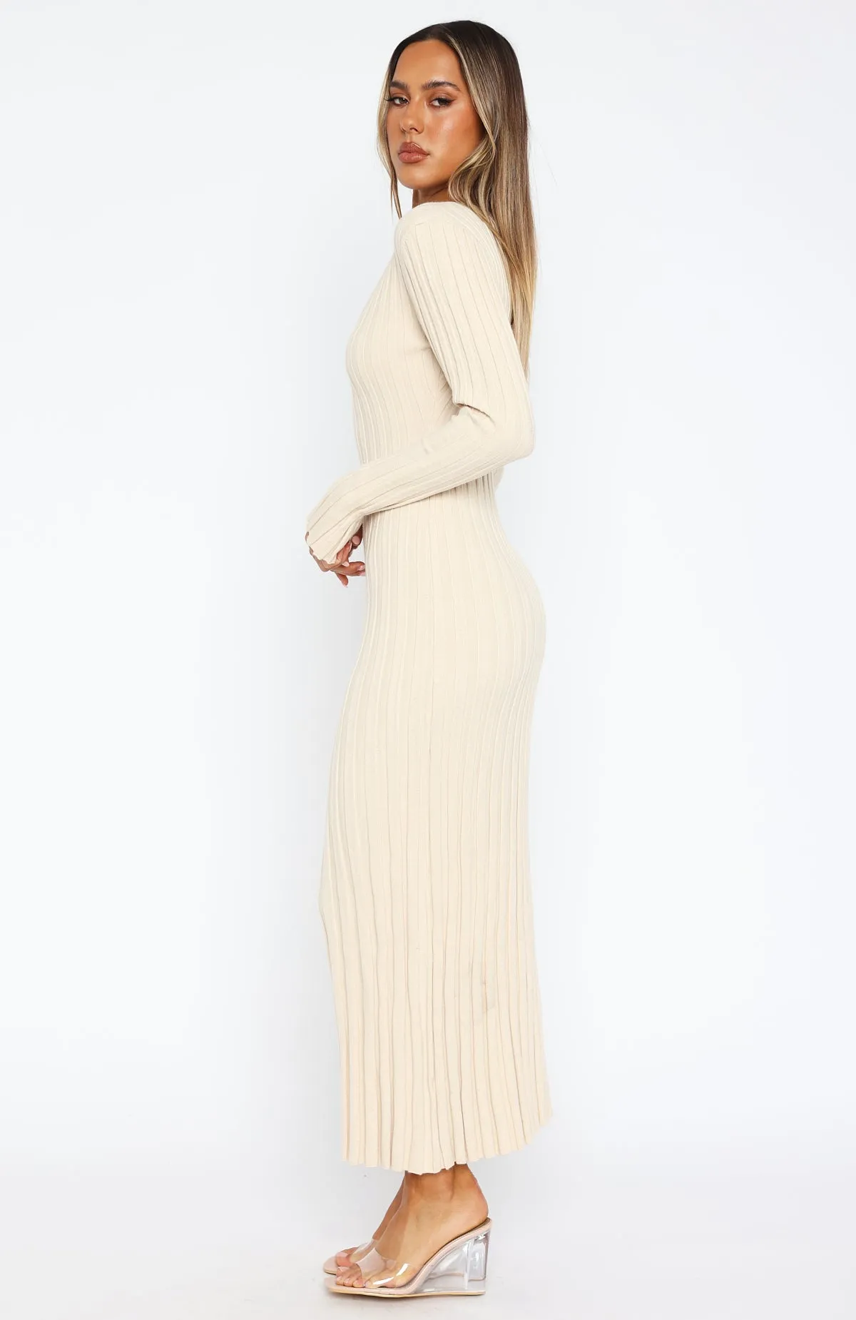 A New Direction Long Sleeve Maxi Dress Oat sold by White Fox Boutique product image thumbnail 3