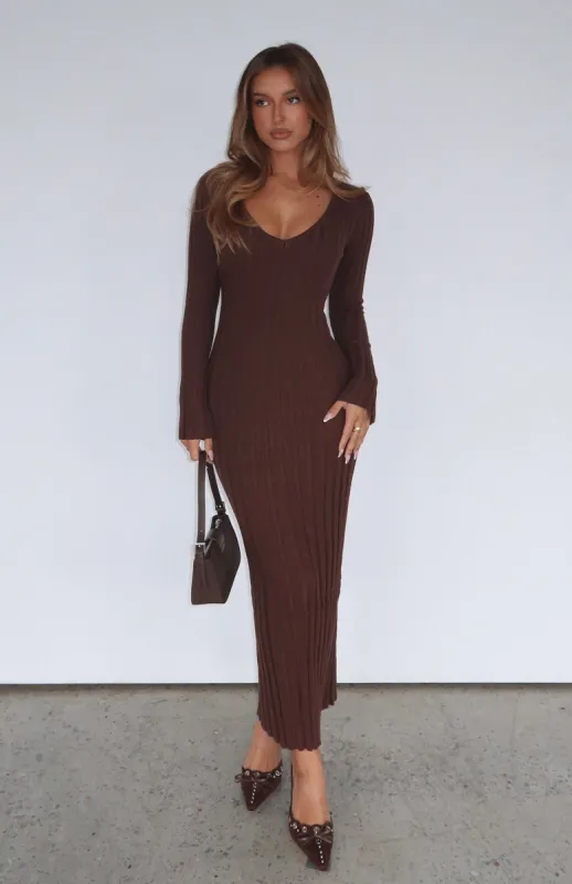 A New Direction Long Sleeve Maxi Dress Espresso sold by White Fox Boutique