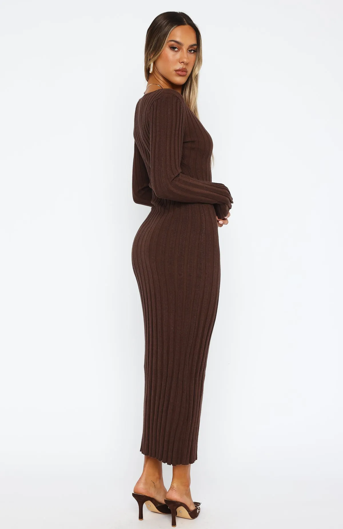 A New Direction Long Sleeve Maxi Dress Espresso sold by White Fox Boutique product image thumbnail 4