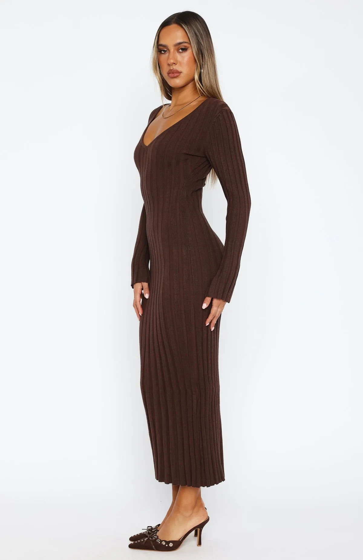 A New Direction Long Sleeve Maxi Dress Espresso sold by White Fox Boutique product image thumbnail 3