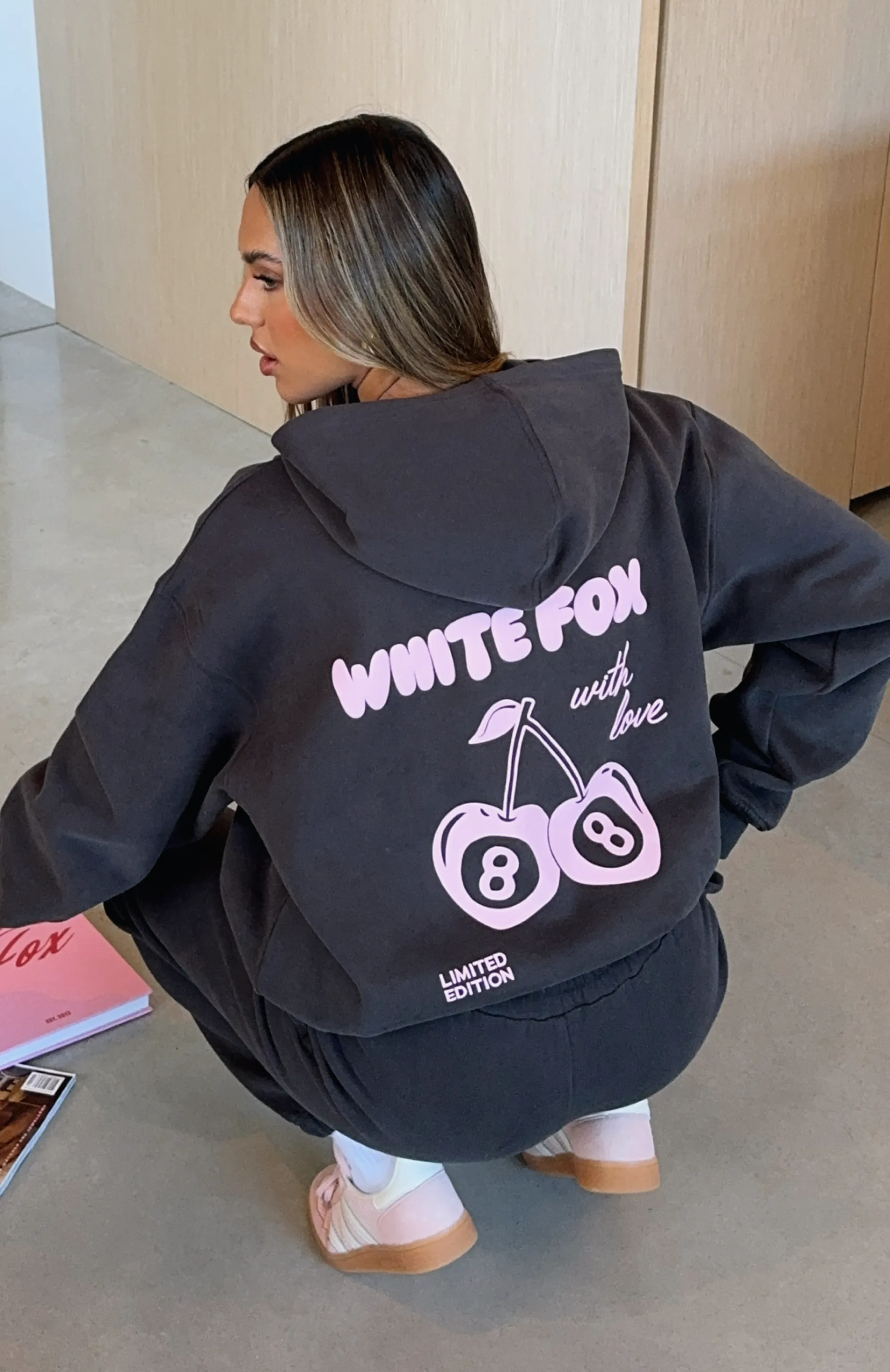 With Love In The Moment Oversized Hoodie Charcoal sold by White Fox Boutique