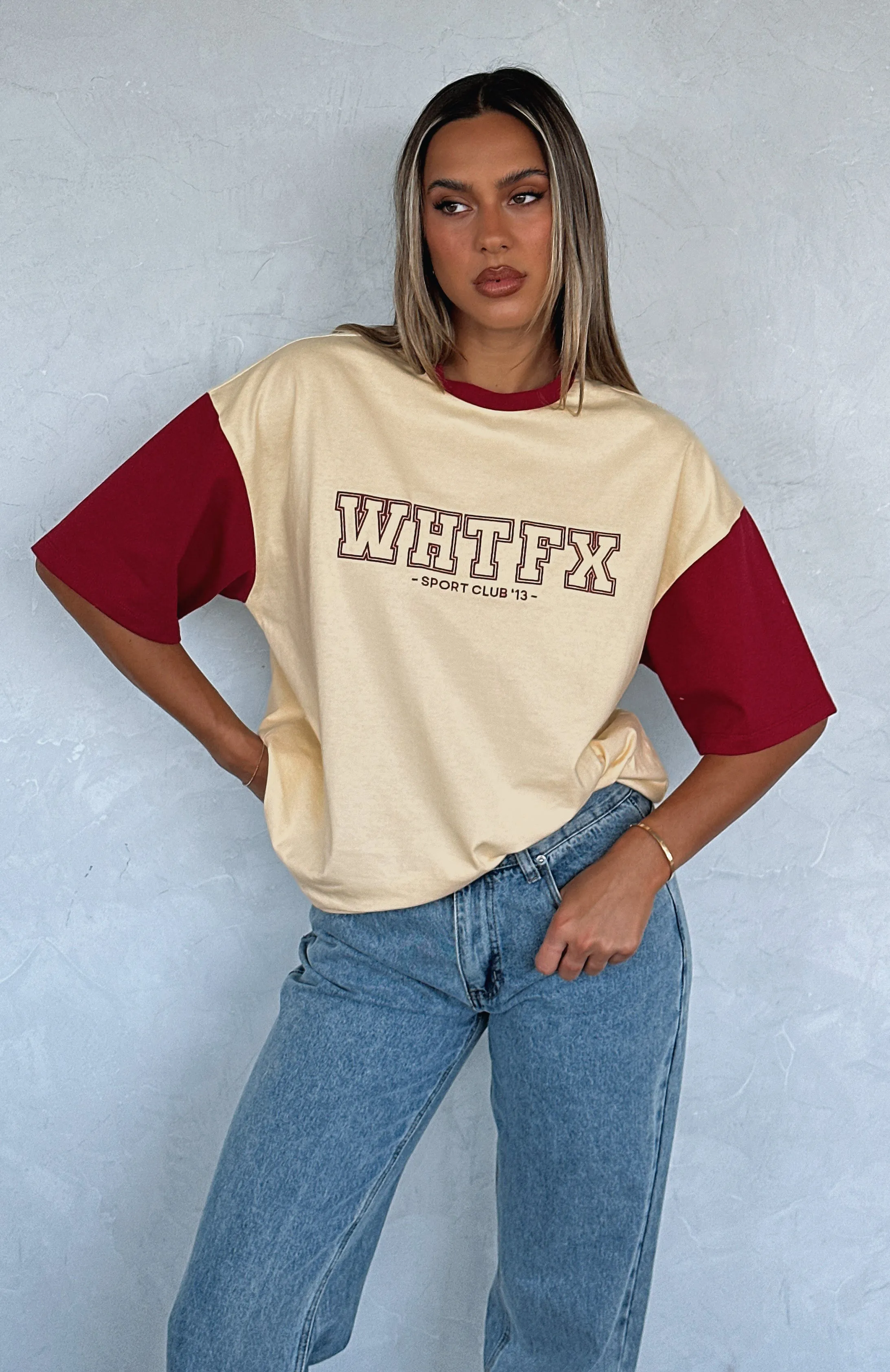 Fearlessly Flying Oversized Tee Cream sold by White Fox Boutique