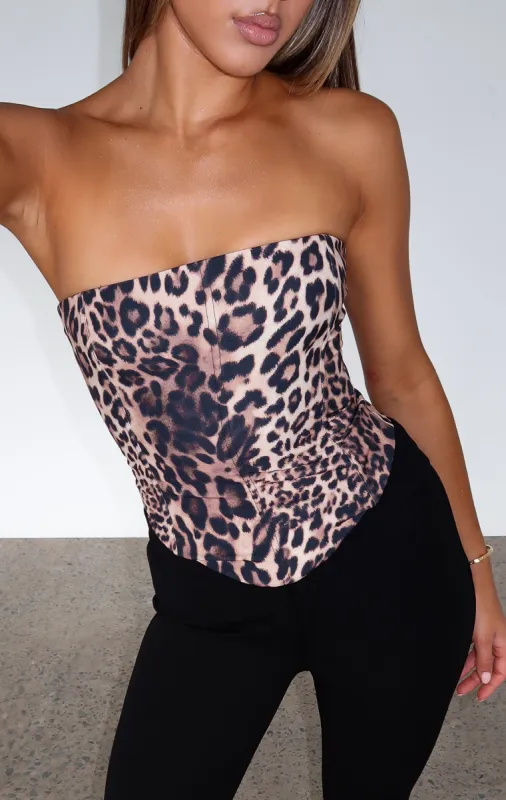 Let It Go Strapless Bustier Cheetah sold by White Fox Boutique