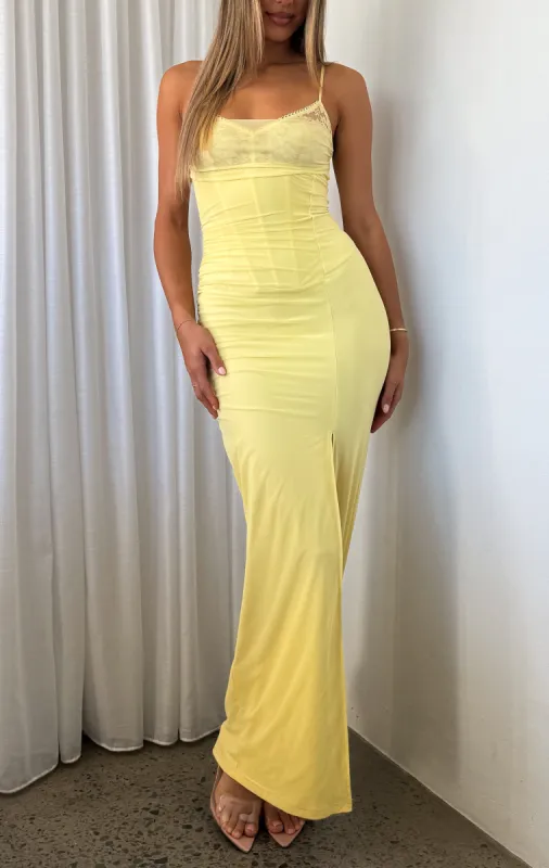 Just Be Friends Maxi Dress Lemon sold by White Fox Boutique