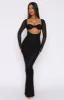 Let Me Think Long Sleeve Maxi Dress Black sold by White Fox Boutique