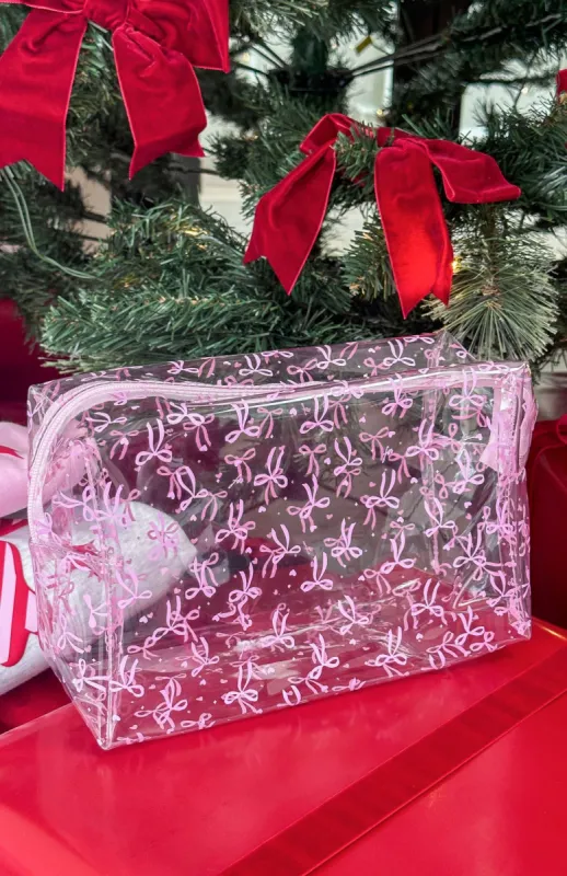 Late Notice Cosmetic Case Clear/Pink sold by White Fox Boutique