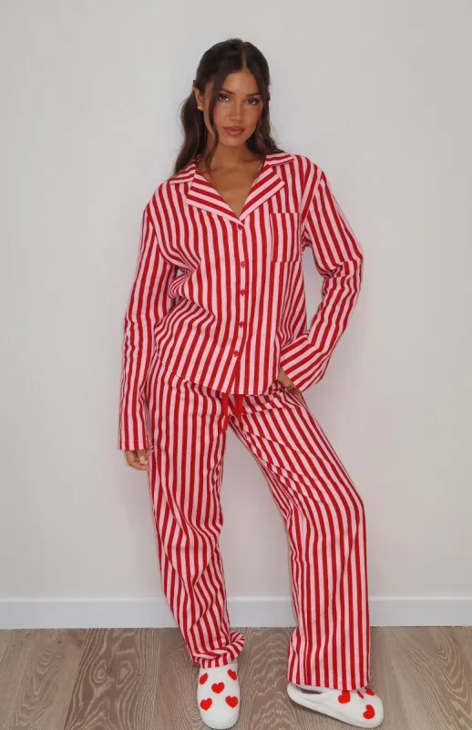 Dreamland Long Sleeve Pyjama Set Candy Stripe sold by White Fox Boutique