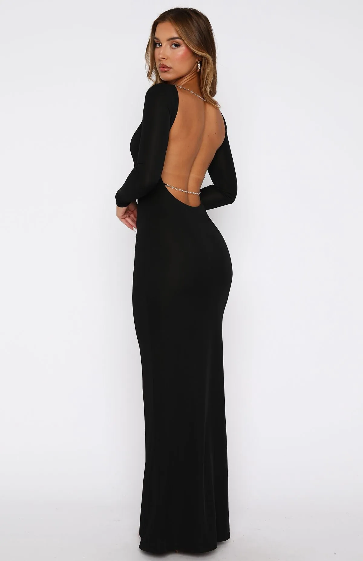 Countdown To Midnight Maxi Long Sleeve Dress Black sold by White Fox Boutique product image thumbnail 5