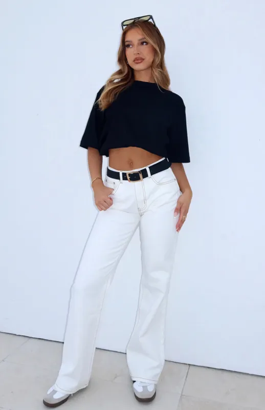 Desire Mid Rise Straight Leg Jeans Off White sold by White Fox Boutique