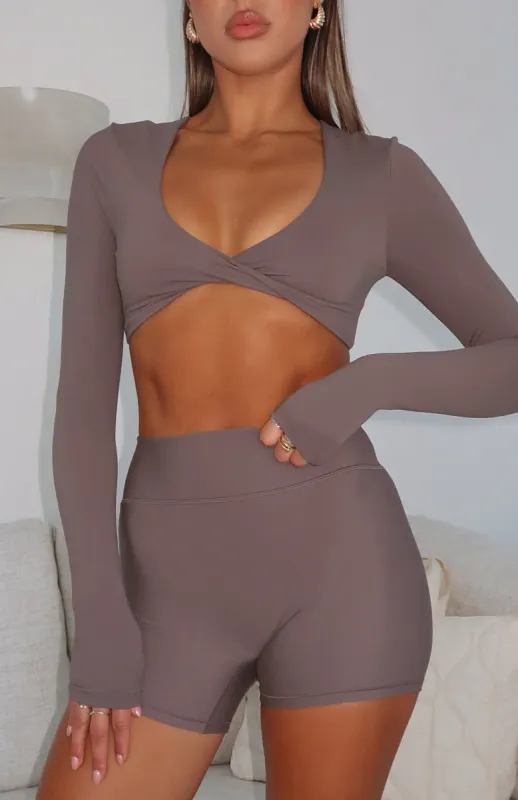 Keep Up High Waisted Shorts 4" Cocoa sold by White Fox Boutique