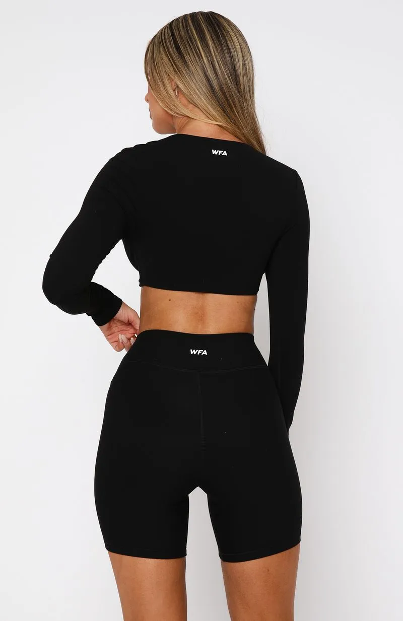 Over The Line Long Sleeve Crop Black sold by White Fox Boutique product image thumbnail 4
