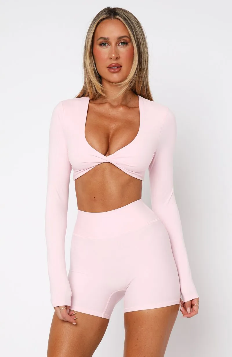 Over The Line Long Sleeve Crop Ballet Pink sold by White Fox Boutique product image thumbnail 2