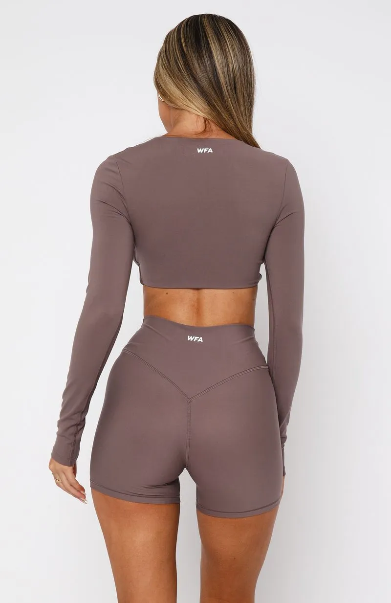 Over The Line Long Sleeve Crop Cocoa sold by White Fox Boutique product image thumbnail 4