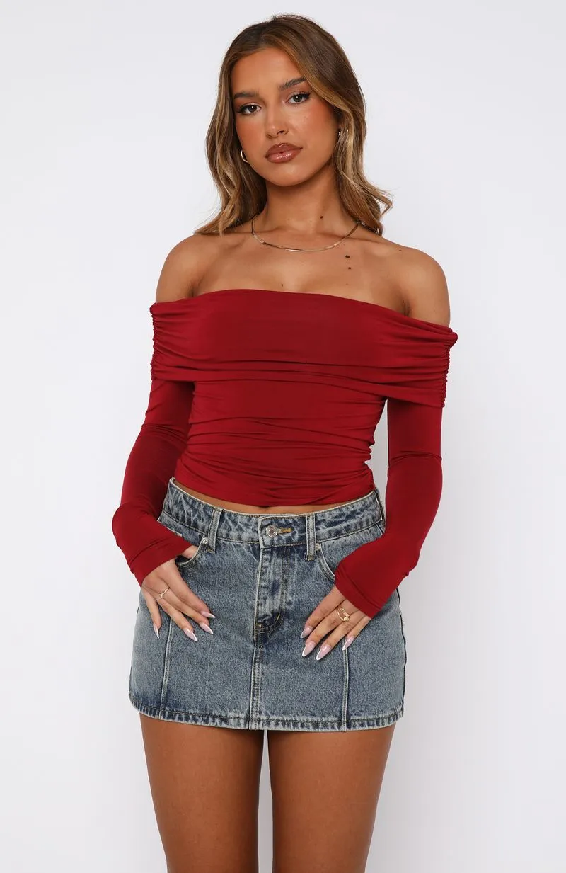 Never On Time Long Sleeve Top Wine sold by White Fox Boutique product image thumbnail 2