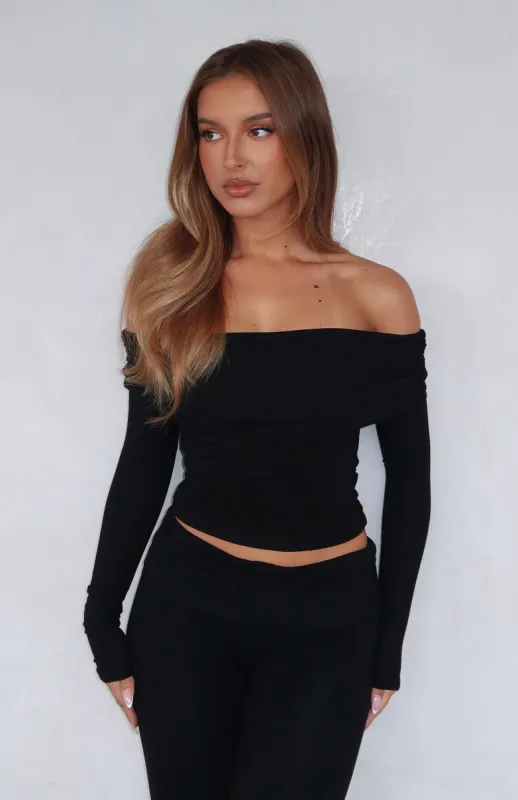 Never On Time Long Sleeve Top Black sold by White Fox Boutique