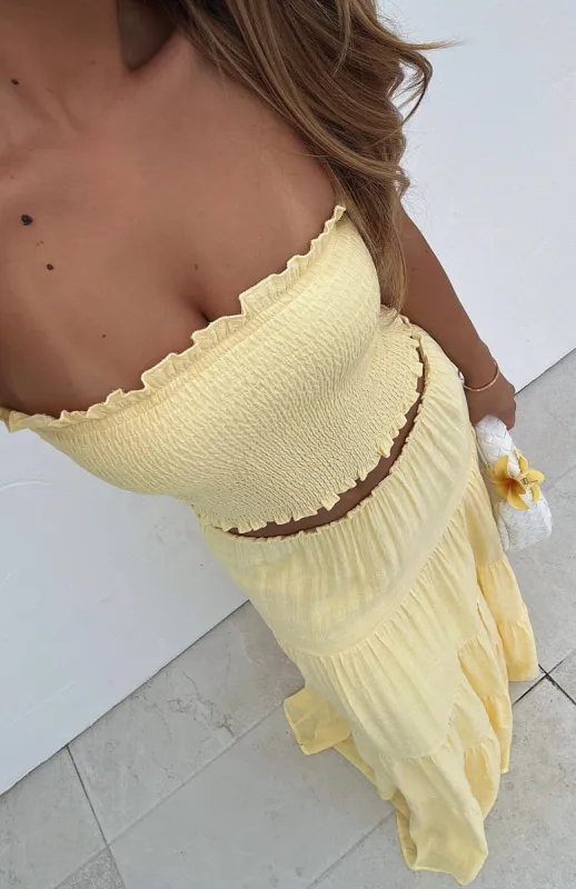 Prove Me Right Strapless Top Lemon sold by White Fox Boutique