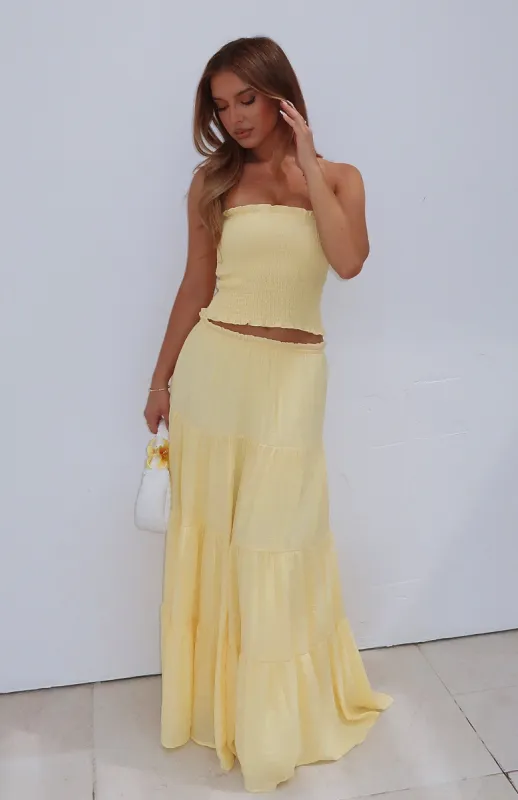 Prove Me Right Maxi Skirt Lemon sold by White Fox Boutique