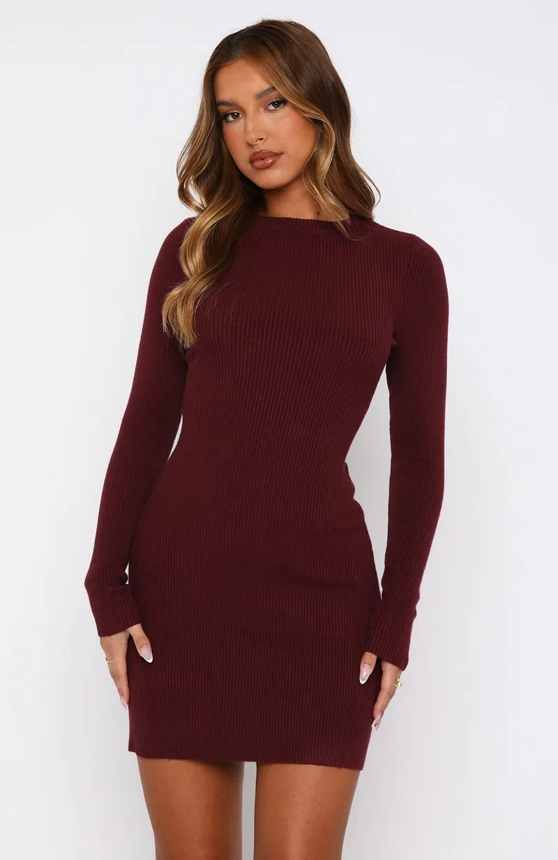 Let's Be Together Long Sleeve Mini Dress Dark Merlot sold by White Fox Boutique product image thumbnail 2