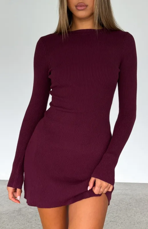 Let's Be Together Long Sleeve Mini Dress Dark Merlot made by White Fox Boutique