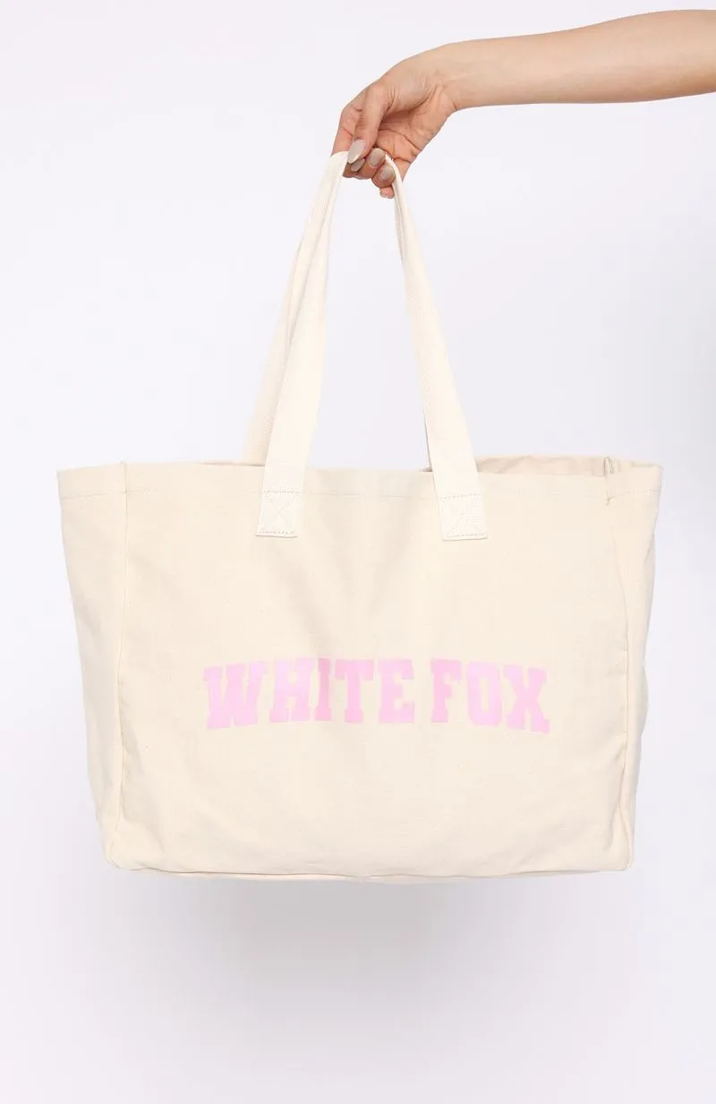 Stepping Out Tote Bag Natural/Pink sold by White Fox Boutique product image thumbnail 3