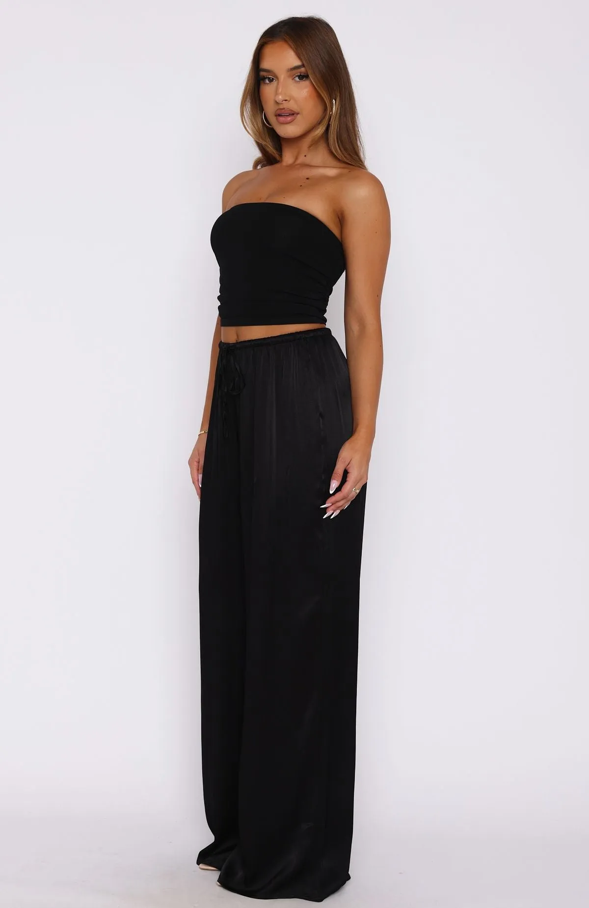 Catching Up Wide Leg Pants Black sold by White Fox Boutique product image thumbnail 3