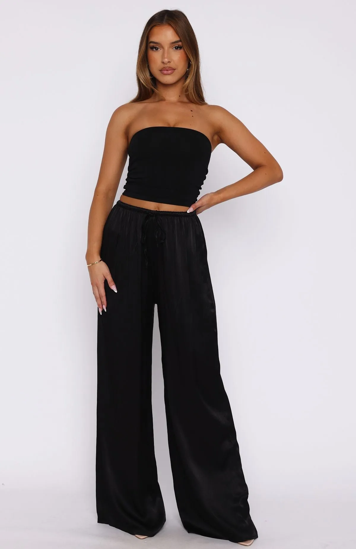 Catching Up Wide Leg Pants Black sold by White Fox Boutique product image thumbnail 2