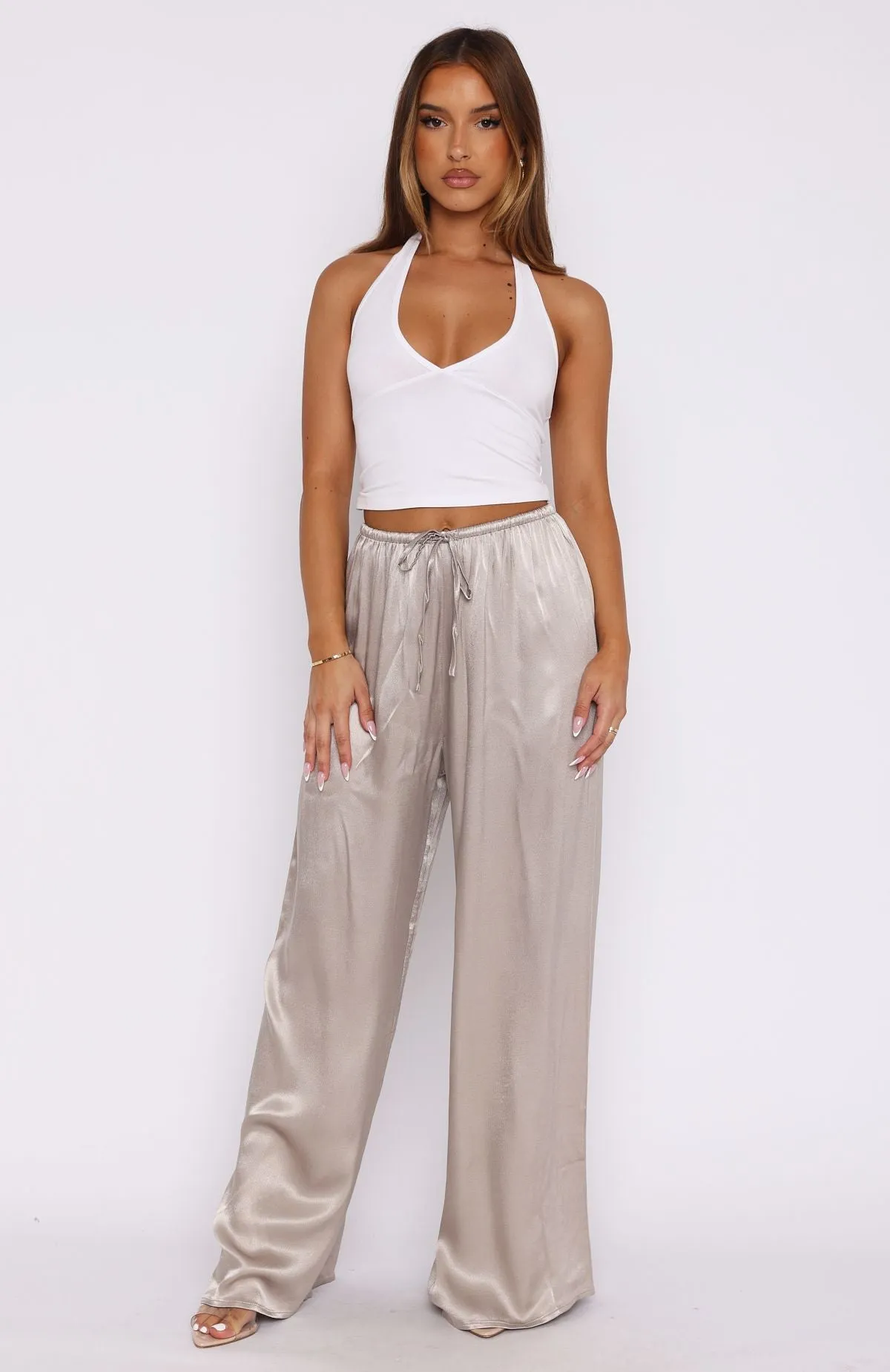 Catching Up Wide Leg Pants Bronze sold by White Fox Boutique product image thumbnail 2