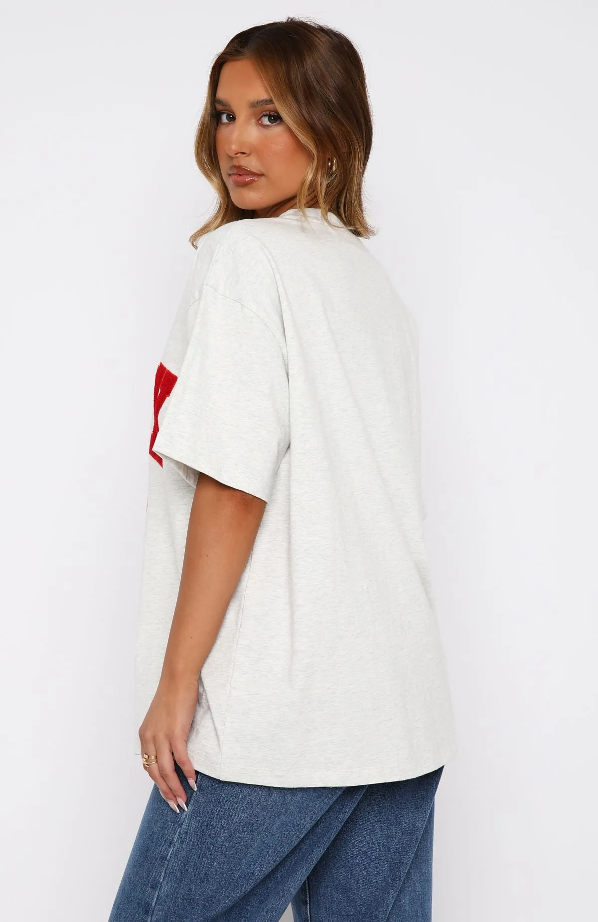 Give It Away Oversized Tee Grey Marle/Red sold by White Fox Boutique product image thumbnail 4