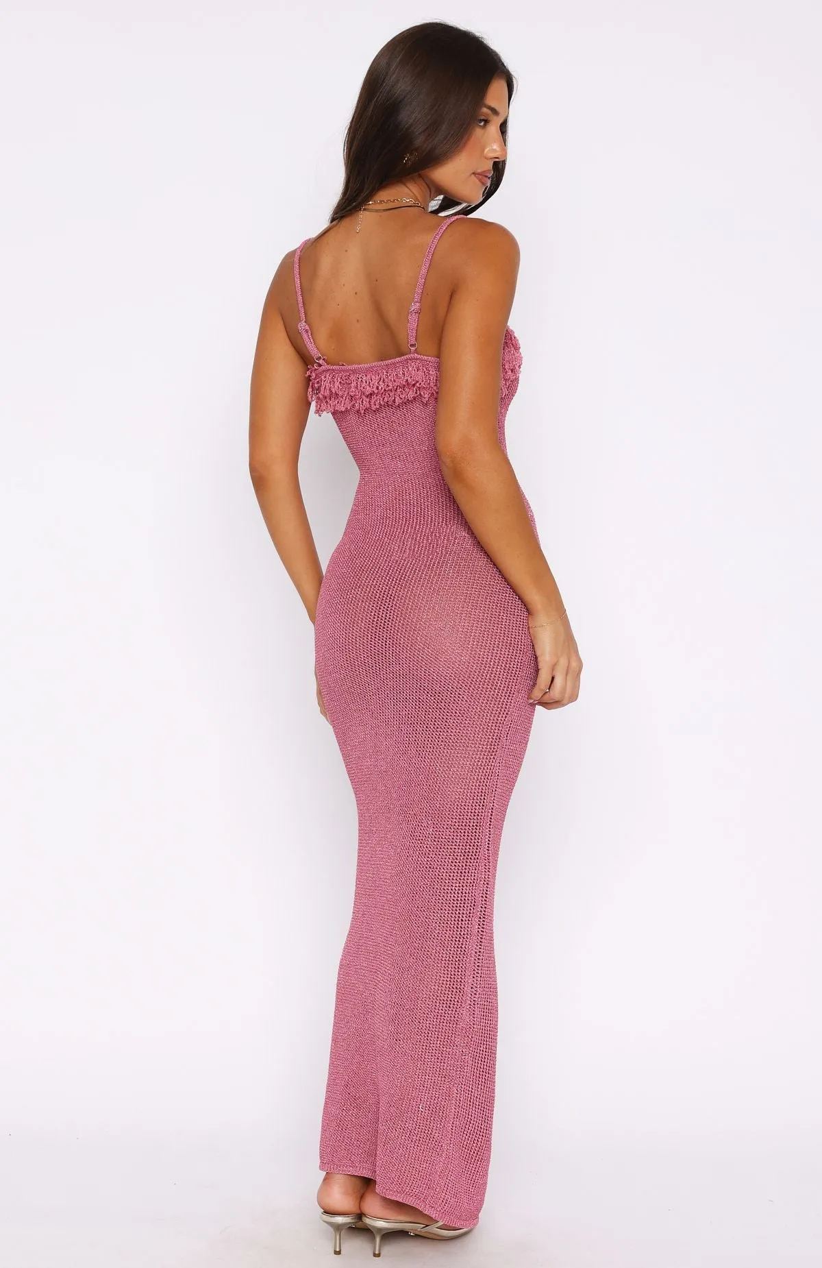 Sunset Dreamer Knit Maxi Dress Strawberry Pink sold by White Fox Boutique product image thumbnail 4
