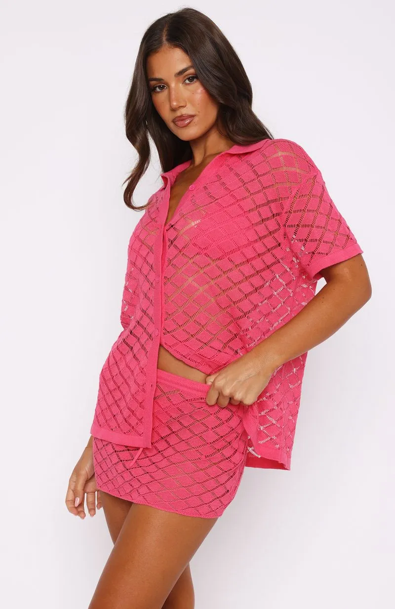 All For Me Knit Mini Skirt Candy Pink sold by White Fox Boutique product image thumbnail 3