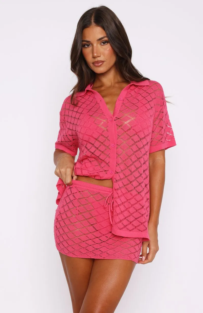 All For Me Knit Mini Skirt Candy Pink sold by White Fox Boutique product image thumbnail 2