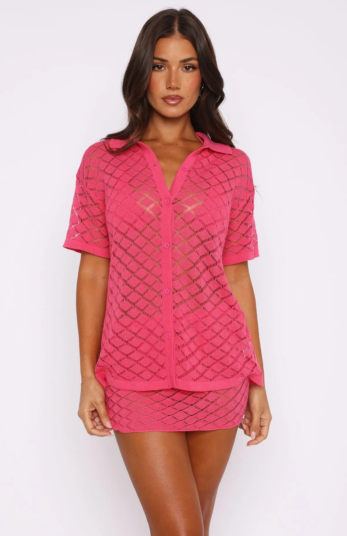 All For Me Knit Shirt Candy Pink sold by White Fox Boutique product image thumbnail 5