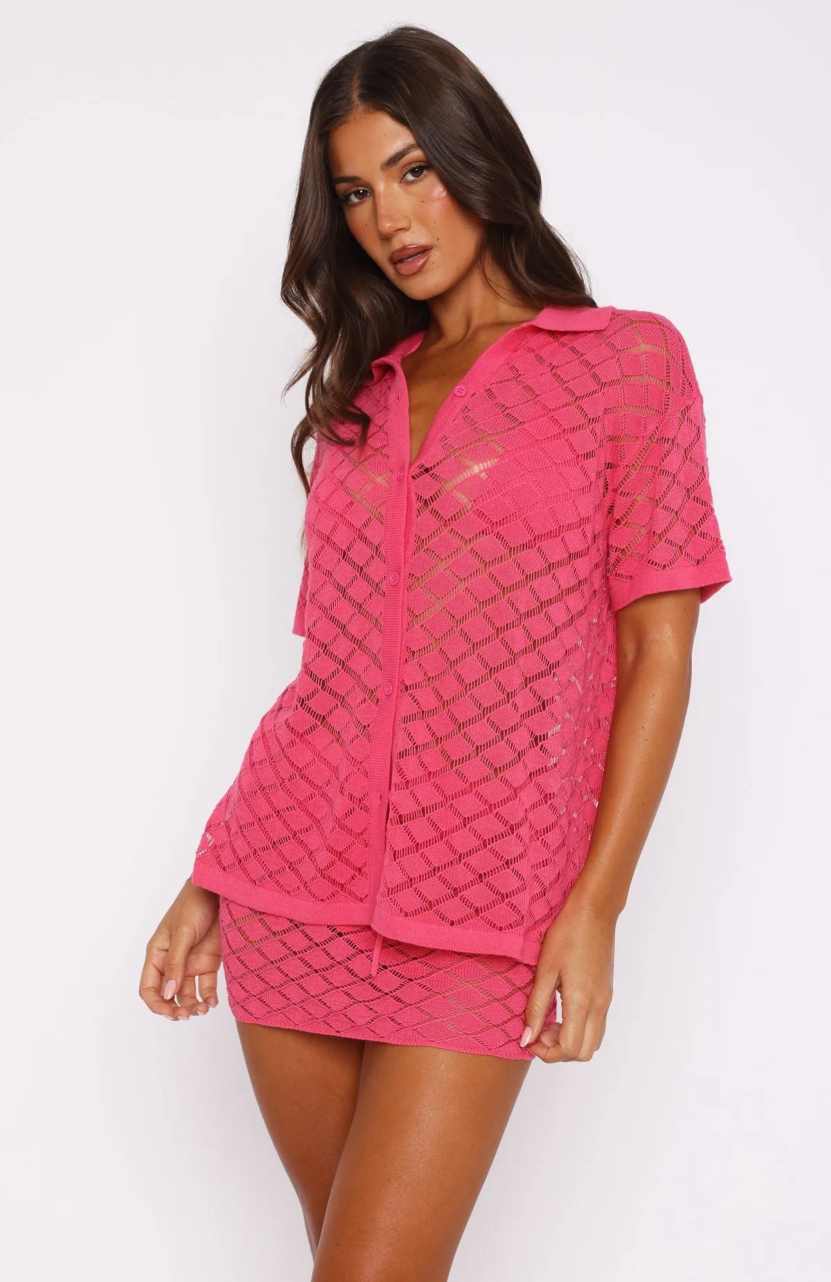 All For Me Knit Shirt Candy Pink sold by White Fox Boutique product image thumbnail 3