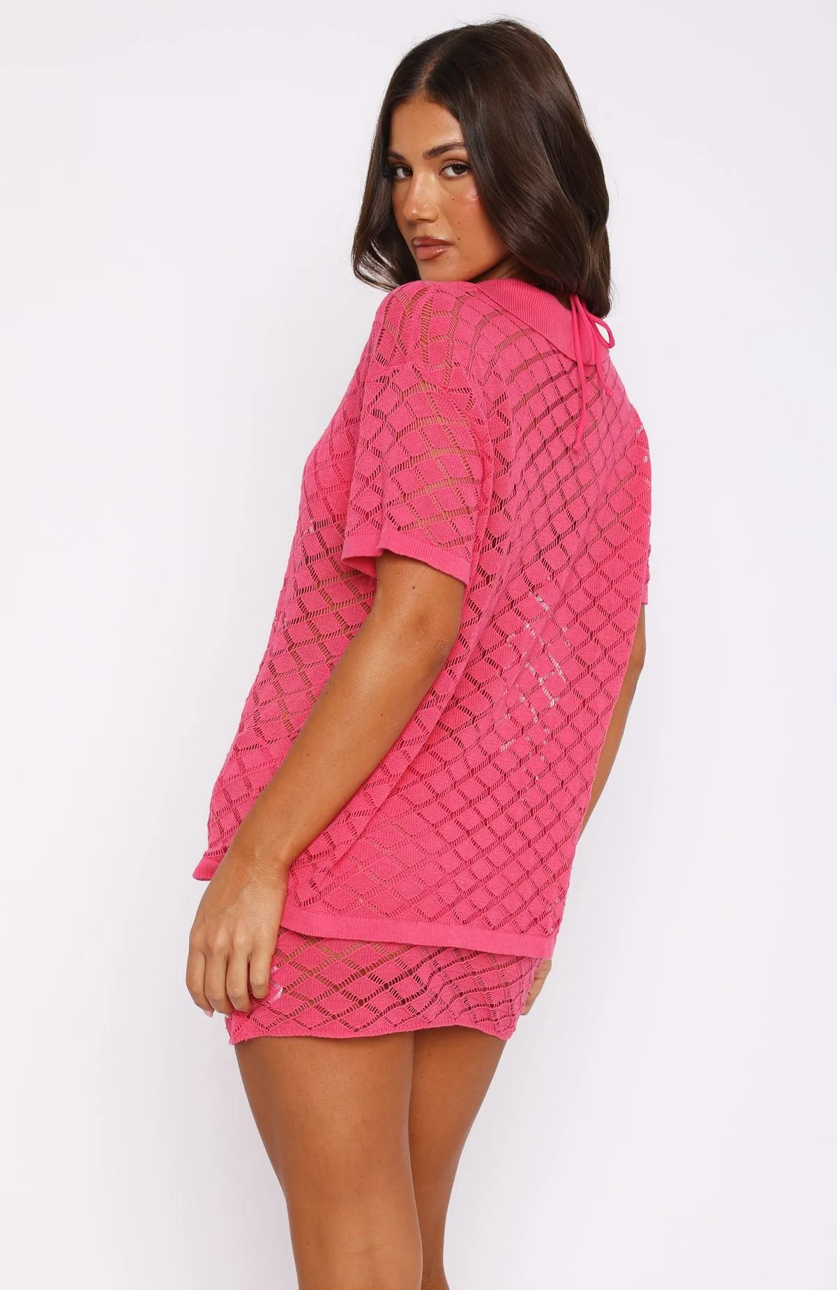 All For Me Knit Shirt Candy Pink sold by White Fox Boutique product image thumbnail 4
